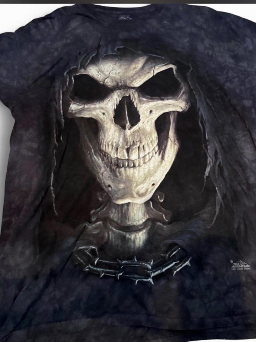 The Mountain Black Hooded Skull Graphic Short Sleeve Tee